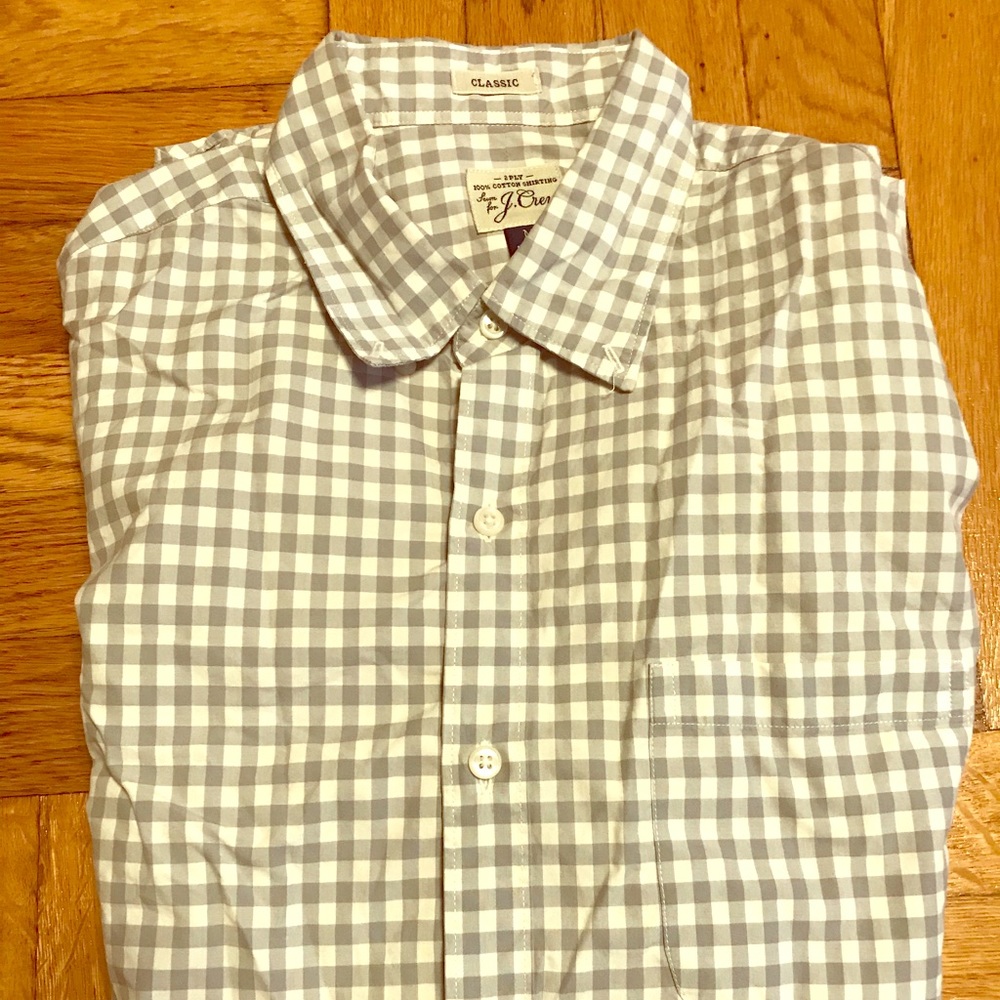 J. Crew Gray and White Button Down Shirt
